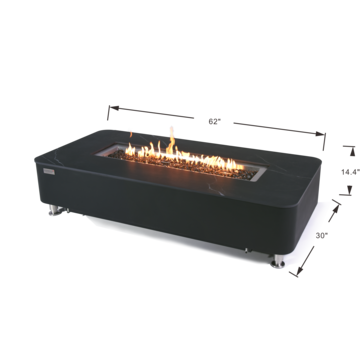 Valencia Porcelain Top Fire Table - Black