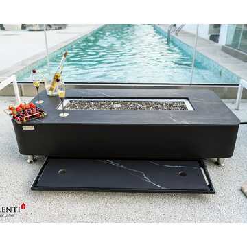 Valencia Porcelain Top Fire Table - Black