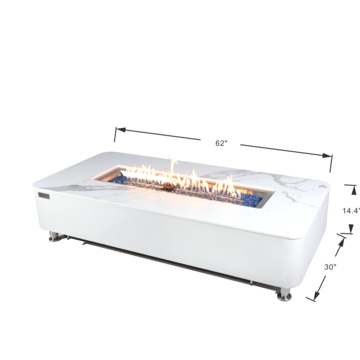 Athens Porcelain Top Fire Table - White