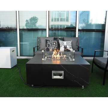 Sofia Porcelain Fire Table Square - Black