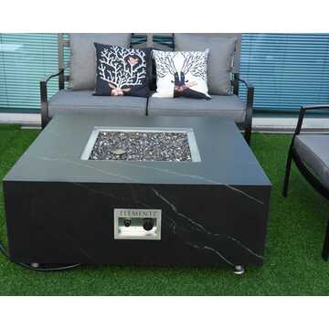 Sofia Porcelain Fire Table Square - Black