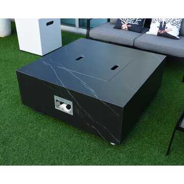 Sofia Porcelain Fire Table Square - Black