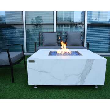 Bianco Porcelain Fire Table Square - White 