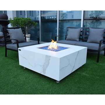 Bianco Porcelain Fire Table Square - White 