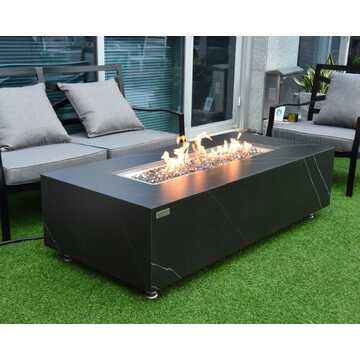 Varna Porcelain Fire Table Rectangle - Black