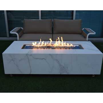 Carrara Porcelain Fire Table - White